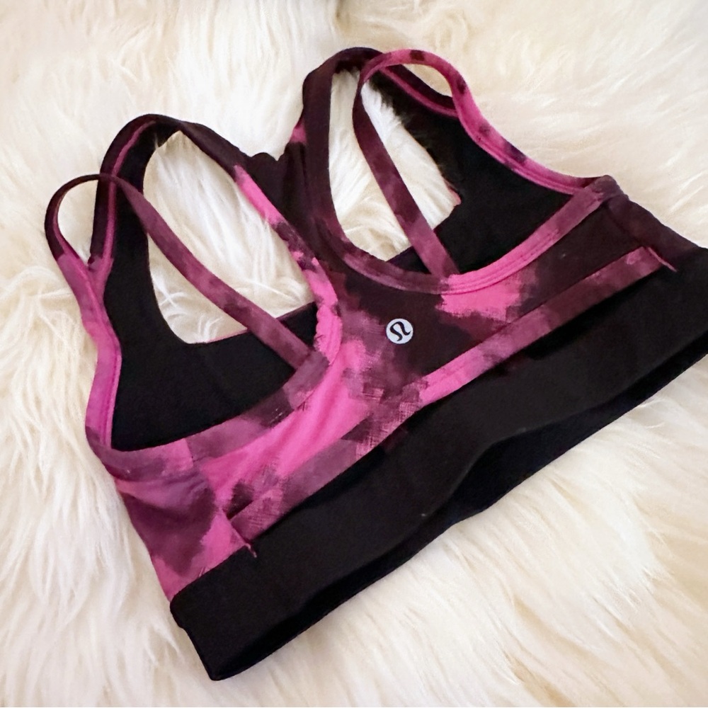 Lululemon Splendour Bra Sz 4 Blooming Raspberry/Black - Picture 13 of 15